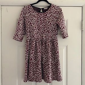 Maroon Animal Print Fit and Flare Dress